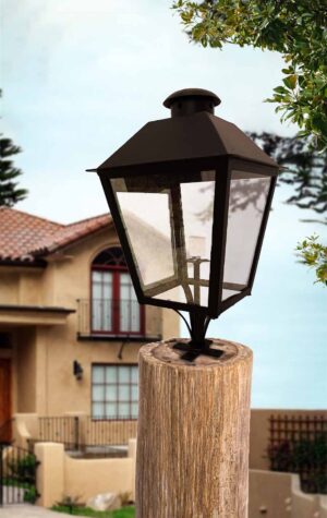 farol de hierro para columna, iluminacion de exterior, iluminacion de jardines,
