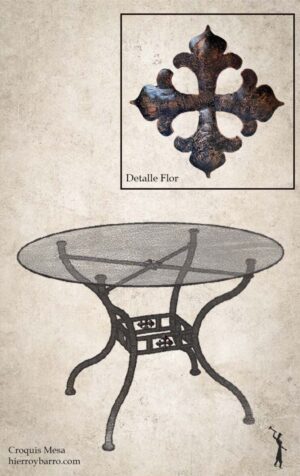 Mesa de hierro y vidrio. Muebles de hierro forjado. Muebles en Argentina. Mesas de comedor. Mesa redonda